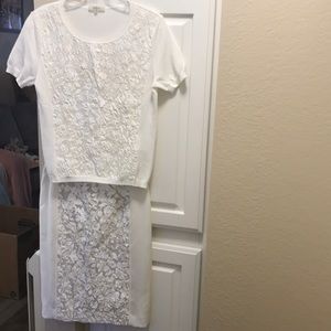 White Lace-Front Skirt Set
